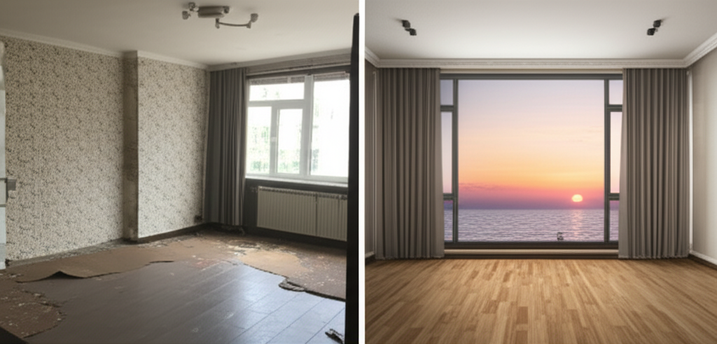 Komplette Wohnungsrenovierung mit modernen Oberflächen